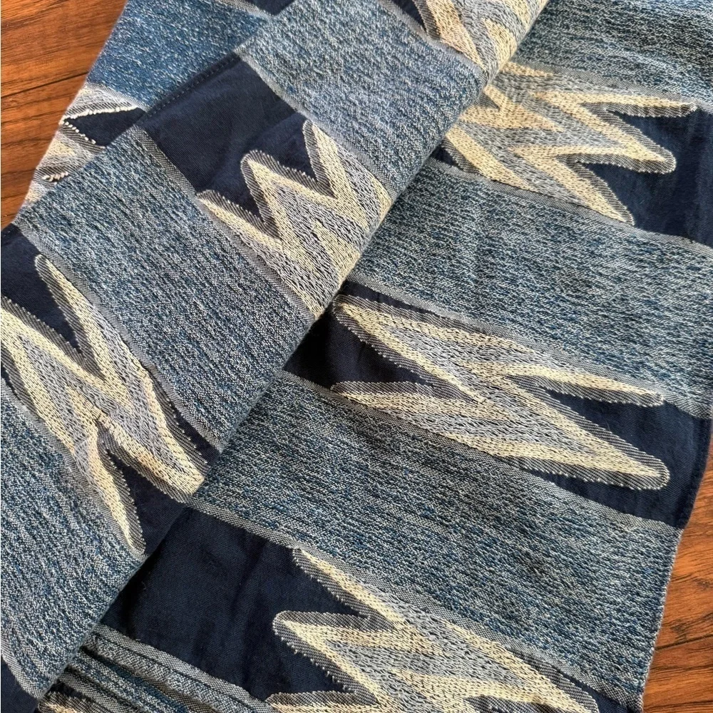 Lucky Brand Navy Blue 100% Cotton Scarf Wrap Capsule Aztec Summer Travel Coverup